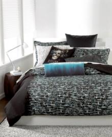 A techno dream! Upgrade the look of your bed with the dramatically modern Orion duvet cover from Bar III. Statement-making digital prints reverse to a striped landscape. Button closure. A techno dream! Upgrade the look of your bed with the dramatically modern Orion duvet cover from Bar III. Statement-making digital prints reverse to a striped landscape. Button closure.