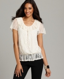 Alluring lace puts an elegant touch on Style&co.'s flattering (and comfortable!) petite peplum blouse! Alluring lace puts an elegant touch on Style&co.'s flattering (and comfortable!) petite peplum blouse!
