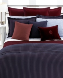Featuring a rich burgundy hue and a luxurious cotton velvet weave, the Greenwich Modern Euro sham from Lauren Ralph Lauren lends sophistication to any bedroom. Featuring a rich burgundy hue and a luxurious cotton velvet weave, the Greenwich Modern Euro sham from Lauren Ralph Lauren lends sophistication to any bedroom.