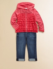 A cozy little cardigan is given a precious update with tiers of ruffles and an attached hood.Attached hoodLong sleeves with ruffled cuffsButton frontRuffled hem95% viscose/5% spandexHand washImported Please note: Number of buttons may vary depending on size ordered. A cozy little cardigan is given a precious update with tiers of ruffles and an attached hood.Attached hoodLong sleeves with ruffled cuffsButton frontRuffled hem95% viscose/5% spandexHand washImported Please note: Number of buttons may vary depending on size ordered.