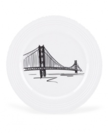 Set the table with a new point of view. Etched with the Bay Bridge, this Lenox accent plate brings San Francisco style to the understated elegance of Tin Can Alley dinnerware. Set the table with a new point of view. Etched with the Bay Bridge, this Lenox accent plate brings San Francisco style to the understated elegance of Tin Can Alley dinnerware.