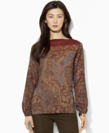 Lauren Ralph Lauren's slightly sheer petite georgette blouse is rendered with an allover floral pattern, adding feminine allure to any wardrobe.