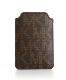 Keep your iPhone dressed to the nines in designer fashion with this signature MICHAEL Michael Kors case. This sleek leather design easily slips into your purse or pocket for everyday use. Keep your iPhone dressed to the nines in designer fashion with this signature MICHAEL Michael Kors case. This sleek leather design easily slips into your purse or pocket for everyday use.
