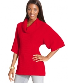 A cute mix of cable knit and other appealing patterns makes this petite sweater from Style&co. feel special! Comfy cotton creates a breathable tunic, too.