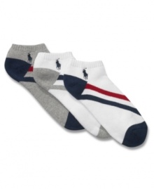 Hit the gym in style with these ped sport socks from Ralph Lauren. Hit the gym in style with these ped sport socks from Ralph Lauren.