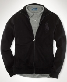 A full-zip mockneck track jacket is crafted from breathable cotton mesh and is finished with our signature Big Pony and sporty numerals on the sleeves. A full-zip mockneck track jacket is crafted from breathable cotton mesh and is finished with our signature Big Pony and sporty numerals on the sleeves.