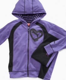 Whether she's on the playground or lounging around, she's love the comfort and style of this Puma hoodie. Whether she's on the playground or lounging around, she's love the comfort and style of this Puma hoodie.
