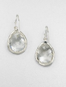 Pretty teardrops of faceted clear quartz hang gracefully within settings of polished sterling silver. Clear quartz Sterling silver Drop, about 1¼ Width, about ¾ Ear wire Imported Pretty teardrops of faceted clear quartz hang gracefully within settings of polished sterling silver. Clear quartz Sterling silver Drop, about 1¼ Width, about ¾ Ear wire Imported