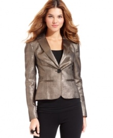 Studio M gives this blazer a glamorous spin with a textured metallic finish.