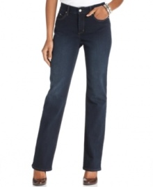 Good style is in the jeans with the Marilyn straight-leg fit from Not Your Daughter's Jeans. A dark blue wash combines with slimming features you love for total versatility.