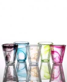 Undulating rims and swirls of brilliant color give the Mine tumbler from Kosta Boda eye-catching appeal. Undulating rims and swirls of brilliant color give the Mine tumbler from Kosta Boda eye-catching appeal.