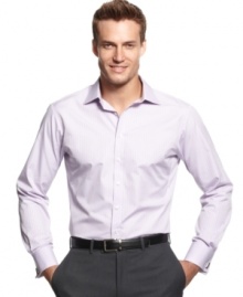 Suit up in style in your business best with this striped shirt from Perry Ellis. Suit up in style in your business best with this striped shirt from Perry Ellis.