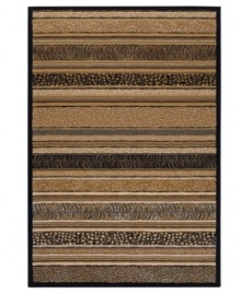 Captured in stripes, the wild animal-print patterns of this Couristan area rug are crafted from thick-pile polypropylene that imparts a natural appearance and soft, luxurious finish. Suitable for indoor or outdoor use. Captured in stripes, the wild animal-print patterns of this Couristan area rug are crafted from thick-pile polypropylene that imparts a natural appearance and soft, luxurious finish. Suitable for indoor or outdoor use.