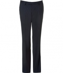 Elegant pants in fine navy blue virgin wool in a pin stripe look - Modern slim cut with a moderately high rise - Diagonal pockets - The creases make an especially slim silhouette - Light and wonderfully comfortable - A favorite pair of pants you will wear your whole life long - Perfect for numerous occasions, from casual to festive - Styling: combine with a dress shirt, polo shirt, cashmere pullover and/or jacket Elegant pants in fine navy blue virgin wool in a pin stripe look - Modern slim cut with a moderately high rise - Diagonal pockets - The creases make an especially slim silhouette - Light and wonderfully comfortable - A favorite pair of pants you will wear your whole life long - Perfect for numerous occasions, from casual to festive - Styling: combine with a dress shirt, polo shirt, cashmere pullover and/or jacket