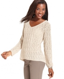 Shake up your fall sweater collection with this sophisticated pointelle-knit top from Style&co. Pair it with khakis or denim for polished casual look.