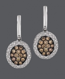 Light up your look with luminous circles. Drop earrings by Le Vian feature a polished 14k white gold setting decorated with round-cut chocolate diamonds (1/2 ct. t.w.) and a halo of sparkling white diamond accents. Approximate drop: 3/4 inch.