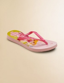 Everyone's favorite flip flops, now for your little one, gets an update with a fantastical Disney princess print and thin straps for added comfort and style.Slip-on stylePVC upperRubber soleMade in Brazil Everyone's favorite flip flops, now for your little one, gets an update with a fantastical Disney princess print and thin straps for added comfort and style.Slip-on stylePVC upperRubber soleMade in Brazil