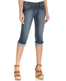 These super-flattering pair of petite capris from Earl Jeans feature a skinny silhouette and dark wash that instantly lengthen your legs! Pair them with your favorite summer heels! These super-flattering pair of petite capris from Earl Jeans feature a skinny silhouette and dark wash that instantly lengthen your legs! Pair them with your favorite summer heels!