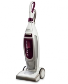 Create a clean space. Taking on carpets, hard floors and upholstery, this high-powered vacuum features a Dual Cyclonic Separation system that uses an anti-odor HEPA filter to suck up 99.97% of dirt, dust & allergens. A quick-release wand and stretch hose provide 14 feet of reach to squeeze into those touch corners and craks, while 5-year warranty. Model EL8501F.