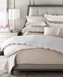 Tranquility emanates from this chic Barbara Barry Peaceful Pique sham. Wave scallops edged with exceptionally sewn sateen feature a soft, curving silhouette, creating a warm and relaxing atmosphere. Button closure. Tranquility emanates from this chic Barbara Barry Peaceful Pique sham. Wave scallops edged with exceptionally sewn sateen feature a soft, curving silhouette, creating a warm and relaxing atmosphere. Button closure.