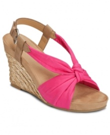 Uncomfortable heels? Knot today! The ultra-soft footbed of the Plush Pillow sandals by Aerosoles are the epitome of comfort. Even better, they're super cute and come in several tropical colors.