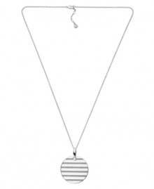 A versatile pendant with a subtle hint of sparkle. Emporio Armani's stainless steel pendant features a sleek circular design with glittering strips of crystals. Approximate length: 18 inches + 2-inch extender. Approximate drop: 1 inch. A versatile pendant with a subtle hint of sparkle. Emporio Armani's stainless steel pendant features a sleek circular design with glittering strips of crystals. Approximate length: 18 inches + 2-inch extender. Approximate drop: 1 inch.