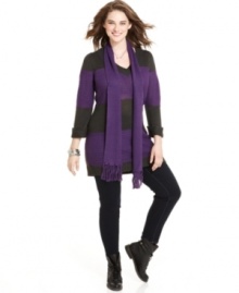 Stripes are a must-get this season, so score Extra Touch's plus size tunic sweater!