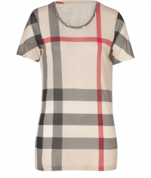 Effortless and iconic, Burberry Brits tonal tee is a cool way to wear the brands classic check - Round neckline, short sleeves - Long, lean fit - Layer under a boyfriend blazer, or cashmere cardigan with jeans