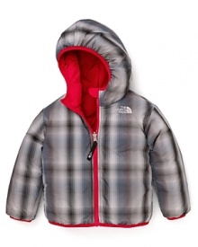 With a quilted shell that reverses to a soft plaid body, this handsome all-weather down jacket balances comfort and style with ease. With a quilted shell that reverses to a soft plaid body, this handsome all-weather down jacket balances comfort and style with ease.