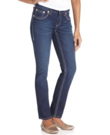 Snag polished casual style with Seven7 Jeans' petite skinny jeans, finished by a dark wash and studded pockets! Snag polished casual style with Seven7 Jeans' petite skinny jeans, finished by a dark wash and studded pockets!