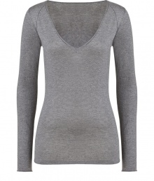 Everyday essential knitwear gets a cool modern redux in Closeds four season cotton-silk-cashmere pullover - V-neckline, long sleeves - Modern slim fit - Pair with everything from broken-in skinnies to chic tailored mini-skirts