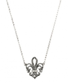 Add a little regal resplendence to your look. Judith Jack's stunning Fleur De Lis pendant features an intricate cut-out design accented by glittering marcasite and clear crystal. Set in sterling silver. Approximate length: 16 inches. Approximate drop: 7/8 inch. Add a little regal resplendence to your look. Judith Jack's stunning Fleur De Lis pendant features an intricate cut-out design accented by glittering marcasite and clear crystal. Set in sterling silver. Approximate length: 16 inches. Approximate drop: 7/8 inch.