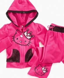 Whether she's playing in the backyard or trekking off to school, she'll stay sweet and snug in these cozy terry pants from Hello Kitty. With a crown logo exclusive to Macy's! Whether she's playing in the backyard or trekking off to school, she'll stay sweet and snug in these cozy terry pants from Hello Kitty. With a crown logo exclusive to Macy's!