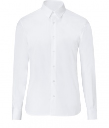 Timeless staples are a great way to ground your wardrobe, and Closeds slim cut white button-down is a cool modern choice - Classic collar, long sleeves, buttoned cuffs, button-down front, shirttail hemline - Slim fit - Wear with jeans and a pullover, or a blazer and tailored trousers