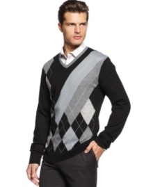 A modern rendition of the traditional argyle sweater. Add sleek, urban style to your everyday look with this classic v-neck sweater from INC International Concepts. A modern rendition of the traditional argyle sweater. Add sleek, urban style to your everyday look with this classic v-neck sweater from INC International Concepts.