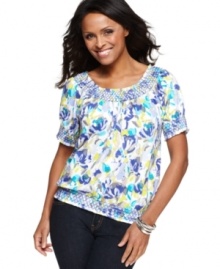 A great value, and cute as can be! This essential peasant top from Style&co. looks lovely with a fresh floral print.