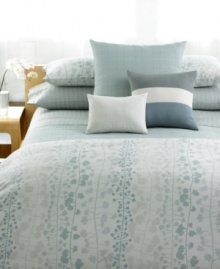 Vertical vines and small buds bring a nature-inspired touch to this ultrasoft combed cotton sateen duvet set. Featuring hazy hues of stone grey and powder blue. Vertical vines and small buds bring a nature-inspired touch to this ultrasoft combed cotton sateen duvet set. Featuring hazy hues of stone grey and powder blue.