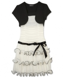 Perfect for party-ready status. She'll be charming the crowd in her ruffle-adorned dress from BCX.