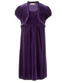 She'll look heavenly in this velvet shrug dress from Speechless. She'll look heavenly in this velvet shrug dress from Speechless.
