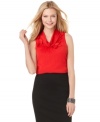A ruffled cowl neckline makes this an interesting addition to your Monday through Friday looks! Pair this T Tahari top with a pencil skirt or slim pants for a sleek look. (Clearance)
