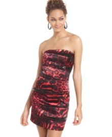 Jump freshens up fabulous animal print with bold color, bandage styling and shimmering sequined insets!