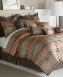 Bring a look of traditional elegance to your space with this Olivia Comforter set. Features an antiqued medallion design in either a warm brown or cool blue color scheme. Switch up the comforter with the coordinating coverlet for a toned down look and lightweight warmth.