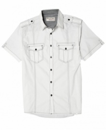 A study in contrasts. With cool stitching, this shirt from No Retreat changes it up in a good way. A study in contrasts. With cool stitching, this shirt from No Retreat changes it up in a good way.