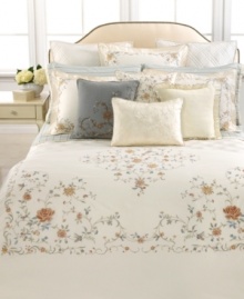 Elegantly flowing floral embroidery lends a look of absolute luxury to the bedroom in this English Isles sham from Lauren by Ralph Lauren. Finished in a soothing palette with a decorative twisted cord border.