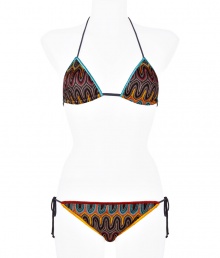 Inject urban attitude into your poolside look with Missonis dark-multi leaf patterned string bikini, detailed with bright colorblocked trim for an edgy modern finish - Self-tie charcoal string halter strap, hooked back - Self-tie side strings on bottom - Comes with a matching drawstring pouch - Wear with jet black sandals and oversized beach totes Inject urban attitude into your poolside look with Missonis dark-multi leaf patterned string bikini, detailed with bright colorblocked trim for an edgy modern finish - Self-tie charcoal string halter strap, hooked back - Self-tie side strings on bottom - Comes with a matching drawstring pouch - Wear with jet black sandals and oversized beach totes