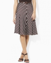 Crafted in flowing striped georgette, Lauren by Ralph Lauren's petite Laurus skirt creates romantic movement and a chic silhouette. Crafted in flowing striped georgette, Lauren by Ralph Lauren's petite Laurus skirt creates romantic movement and a chic silhouette.