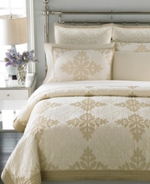 As refreshing as a morning stroll, Martha Stewart Collection's Courtyard Tile European quilted sham infuses your room with classic elegance. Featuring an ornate quilting pattern that evokes the intricate artistry of vintage tiles on soft, pure cotton. As refreshing as a morning stroll, Martha Stewart Collection's Courtyard Tile European quilted sham infuses your room with classic elegance. Featuring an ornate quilting pattern that evokes the intricate artistry of vintage tiles on soft, pure cotton.