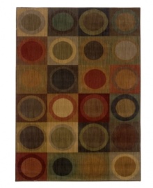Cool and casual, this winsome area rug expresses a fashionable story full of character and color. Top to bottom, side to side, vibrant circles are mixed and matched with deep reds, blues and greens. Crafted with durable nylon, this captivating piece will be a long-lasting fixture of softness and allure in your home. Cool and casual, this winsome area rug expresses a fashionable story full of character and color. Top to bottom, side to side, vibrant circles are mixed and matched with deep reds, blues and greens. Crafted with durable nylon, this captivating piece will be a long-lasting fixture of softness and allure in your home.