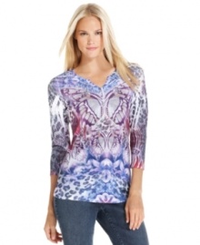 Let a dose of bold pattern be the statement-making piece of your outfit with this printed henley top from Style&co's petite collection! Let a dose of bold pattern be the statement-making piece of your outfit with this printed henley top from Style&co's petite collection!