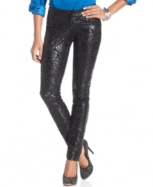 These petite Seven7 pants feature a runway-inspired baroque print and a flattering skinny fit. Pair with statement accessories for a fashion-forward look! These petite Seven7 pants feature a runway-inspired baroque print and a flattering skinny fit. Pair with statement accessories for a fashion-forward look!
